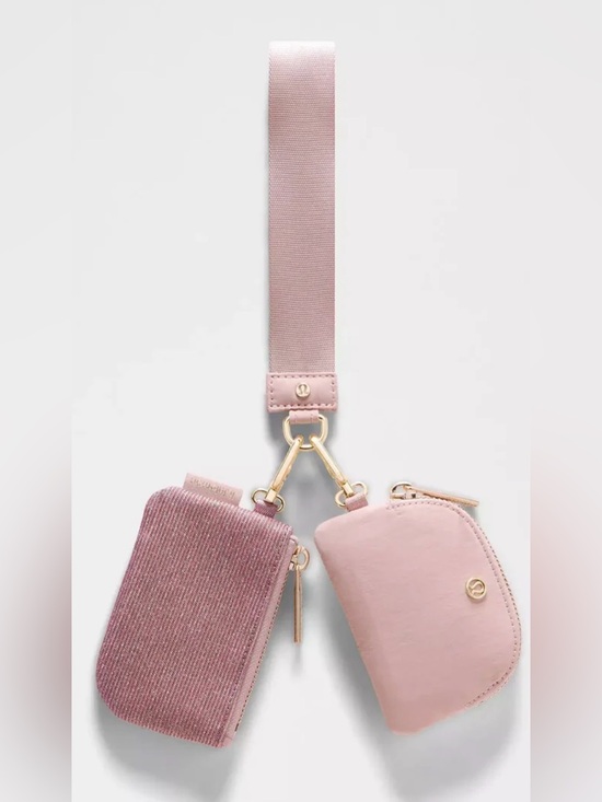 lululemon athletica Handbags - Lululemon Dual Pouch Wristlet Glitter Pink Champagne/ Mink Berry/ Gold